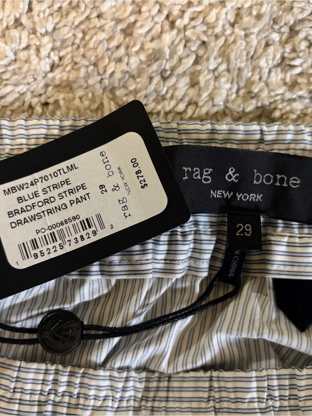 rag & bone Light Blue Pinstripe Drawstring Chinos